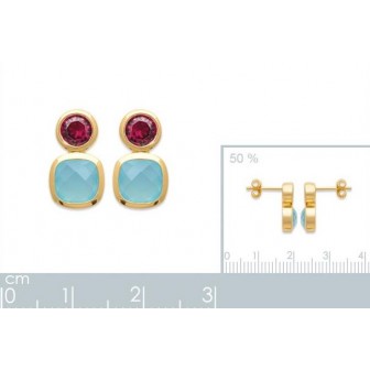 Boucles d'oreilles plaqué-or 3 microns 750/000 et Pierres véritables 2585005