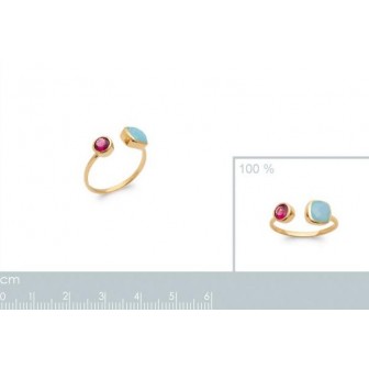 Bague plaqué-or 5 microns 750/000 et pierres véritables Agate bleue 2906705