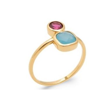 Bague plaqué-or 5 microns 750/000 et pierres véritables 2NJI605