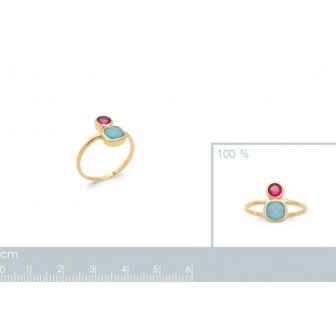 Bague plaqué-or 5 microns 750/000 et pierres véritables 2906605