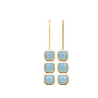 Boucles d'oreilles plaqué-or 3 microns 750/000 Agate bleue 2NJI860