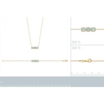 Collier plaqué-or 3 microns750/000 et Pierres véritables Agate bleue 97339345