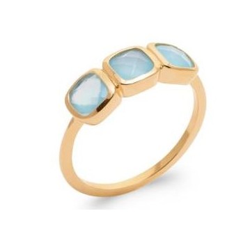 Bague plaqué-or 5 microns 750/000 et sa pierre véritable Agate bleue 2NJI960