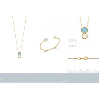 Collier plaqué-or 3 microns 750/000 et pierres véritables 97337745