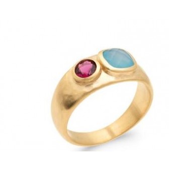 Bague plaqué-or 5 microns 750/000 et Pierres Véritables 2GTY805