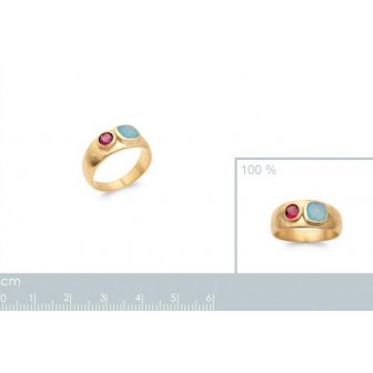 Bague plaqué-or 5 microns 750/000 et Pierres Véritables 2904805