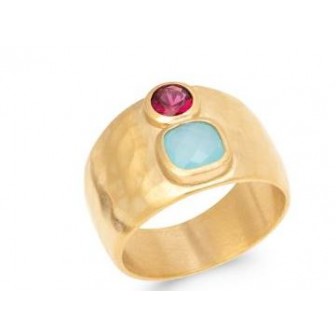 Bague plaqué-or 5 microns 750/000 Pierres Véritables 2904705