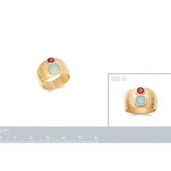 Bague plaqué-or 5 microns 750/000 Pierres Véritables 2904705