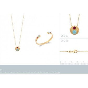 Collier plaqué-or 3 microns 750/000 et Pierres Véritables 97340145