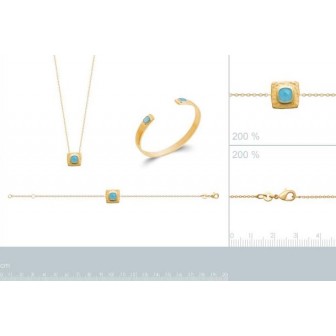 Collier plaqué-or 3 microns 750/000 Agate bleue 97339445