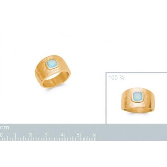 Bague plaqué-or 5 microns 750/000 et Agate bleue 2903060