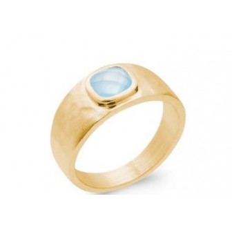 Bague plaqué-or 5 microns 750/000 et Pierre Agate bleue 2GTY160