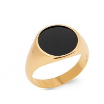 Bague plaqué-or 5 microns 750/000 Agate noire 2904207