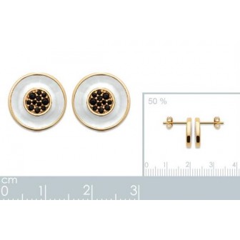 Boucles d'oreilles plaqué-or 3 microns Nacre et Pierres synthétiques 2585304