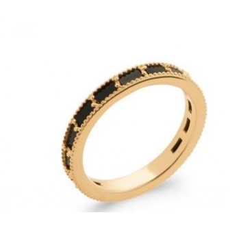 Bague plaqué-or 5 microns 750/000 et Pierres Véritables Agate noire 2908607