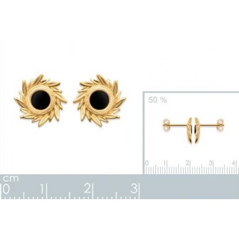 Boucles d'oreilles plaqué-or 3 microns 750/000 et Agate noire 2580407