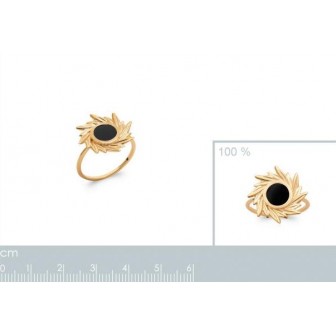 Bague plaqué-or 5 microns 750/000 et Pierre véritable Agate noire 2900307