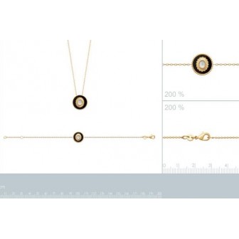 Bracelet plaqué-or 3 microns 750/000 Agate noire 97339218