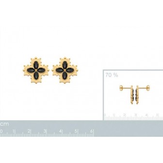 Boucles d'oreilles plaqué-or 3 microns 750/000 et Agate noire 2584807