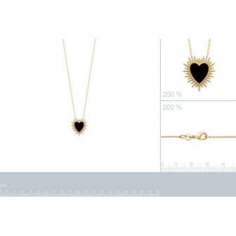 Collier plaqué-or 3 microns 750/000 et Agate noire 97340545