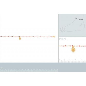 Chaîne cheville plaqué-or 3 microns 750/000 perles Miyuki 921755
