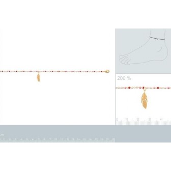Chaîne cheville plaqué-or 3 microns 750/000 perles Miyuki 921758