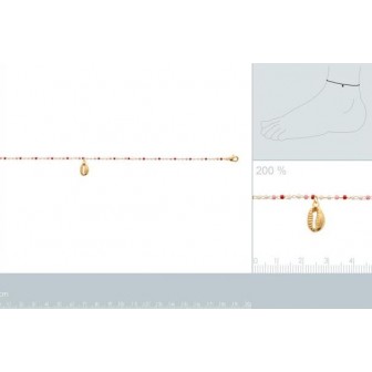Chaîne cheville plaqué-or 3 microns 750/000 pierres Miyuki 921752