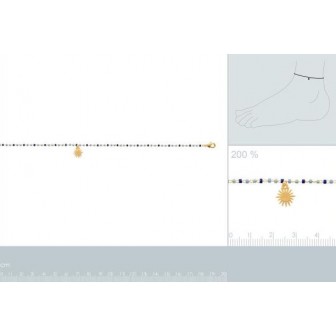 Chaîne cheville plaqué-or 3 microns 750/000 pierres Miyuki 921757