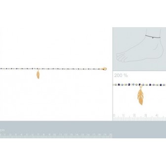 Chaîne cheville plaqué-or 3 microns 750/000 perles Miyuki 921760