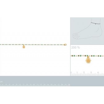 Chaîne cheville plaqué-or 3 microns 750/000 perles Miyuki 921756