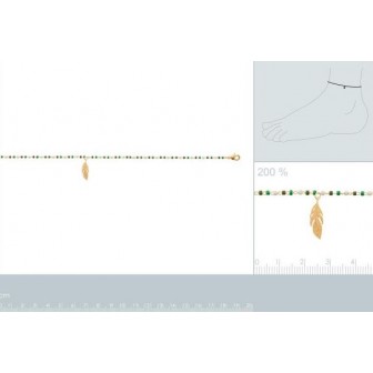 Chaîne cheville plaqué-or 3 microns 750/000 perles Miyuki 921759