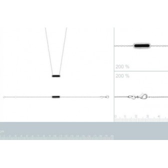 Bracelet argent rhodié 925/000 Agate noire 87343618