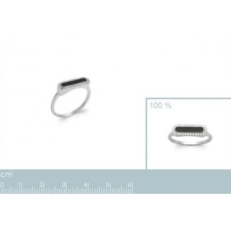 Bague argent rhodié 925/000 et Agate noire 1910507