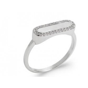 Bague argent rhodié 925/000 Nacre et oz 1PLK504