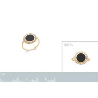 Bague plaqué-or 750/000 3 microns oz et Agate Noire 2293207