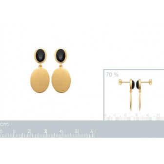 Boucles d'oreilles plaqué-or 750/000 3 microns et Agate Noire 2586207