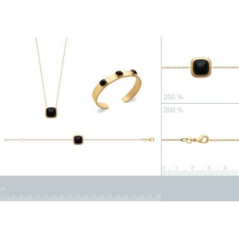 Bracelet plaqué-or 750/000 3 microns et Agate Noire 97341718