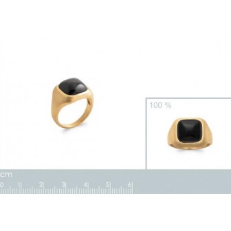 Bague plaqué-or 750/000 5 microns et Agate noire 2909807