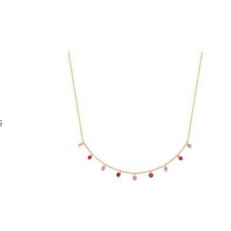 Collier plaqué-or 750/000 3 microns pierres synthétiques 97343345