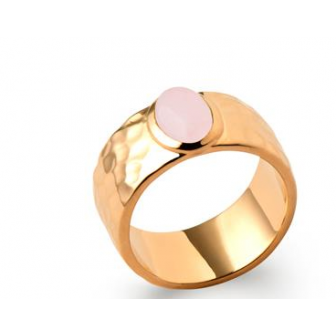BAGUES PLAQUE-OR 750/000 5MICRONS QUARTZ ROSE 2274180