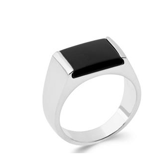 BAGUE ARGENT 925/000 RHODIE IMITATION ONYX 7083600