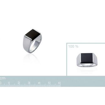 BAGUE ARGENT 925/000 RHODIE IMITATION ONYX 7083600
