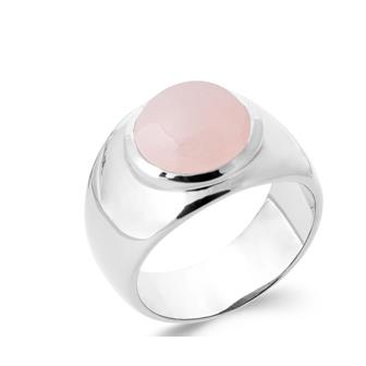 Bague argent 925/000 rhodié Quartz rose DER1980