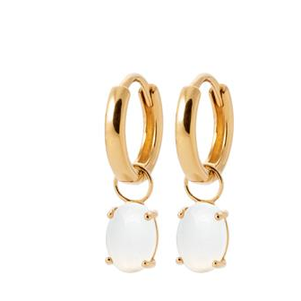 Créoles plaqué-or 750/000 3 microns Pierre de lune DER2810