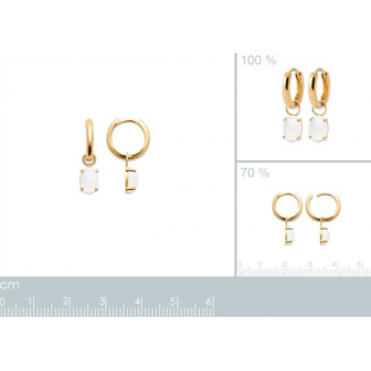 Créoles plaqué-or 750/000 3 microns Pierre de lune 2642810