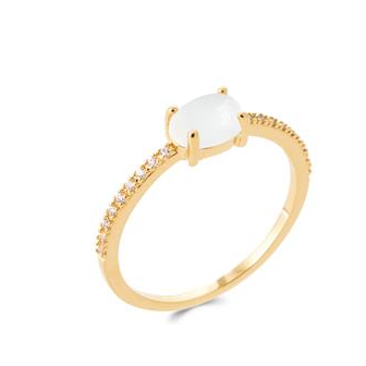 Bague plaqué-or 750/000 5 microns oz et pierre véritable DER1210