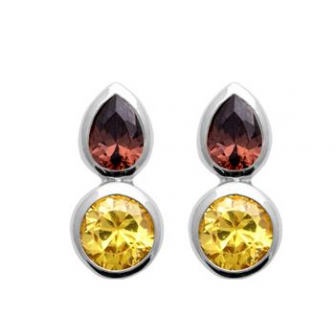 Boucles d'oreilles argent rhodié 925/000 et Pierres synthétiques 13000990