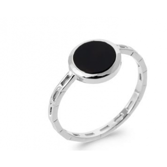 Bague argent rhodié 925/000 et agate noire DER0007