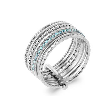 Bague argent rhodié 925/000 et pierres synthétiques DER3460
