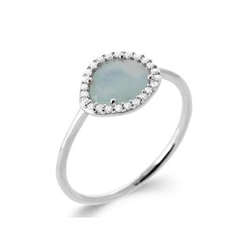Bague argent rhodié 925/000 agate bleue DER4560